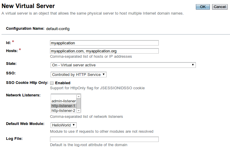 GlassFish new virtual server