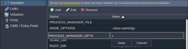 process manager options variable