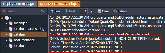 Quartz event scheduler