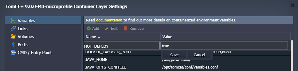 TomEE hot deploy variable