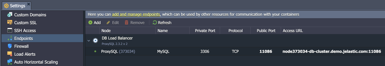 database endpoint