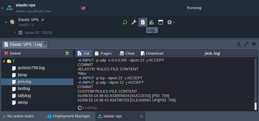 elastic VPS log files