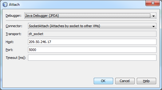 NetBeans debugger connection