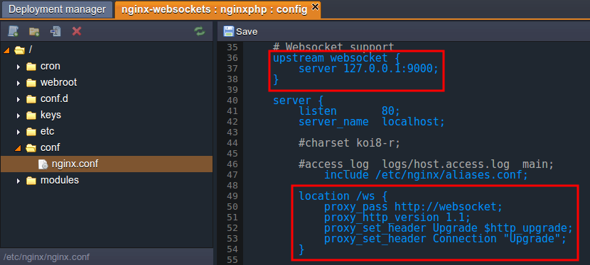 NGINX WebSockerts configs