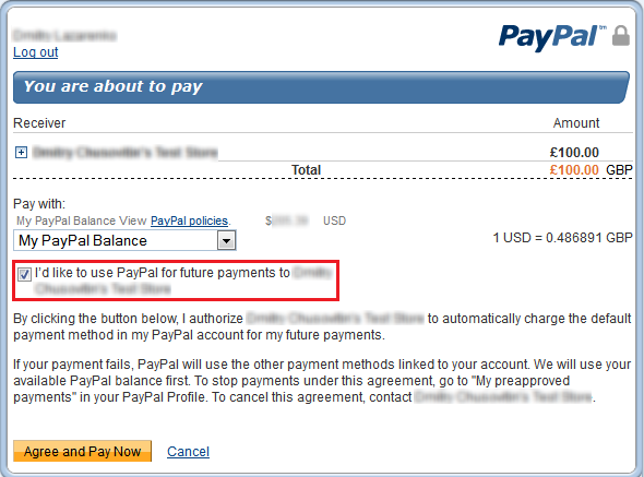 PayPal auto-refill