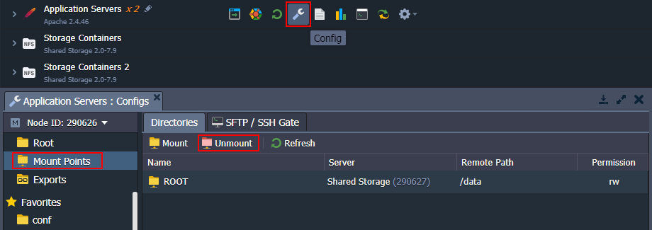 unmount initial storage