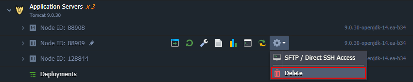 delete node dashboard