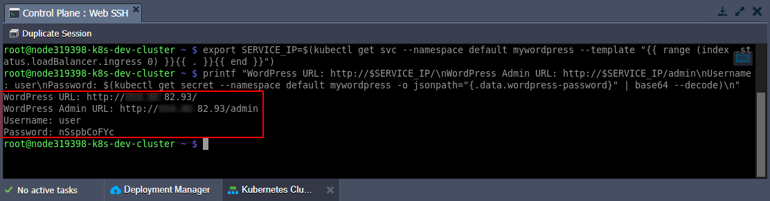 WordPress chart access credentials