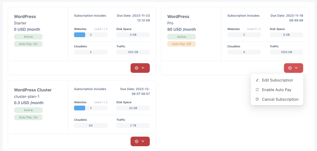 account subscriptions