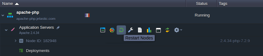 Apache PHP restart nodes