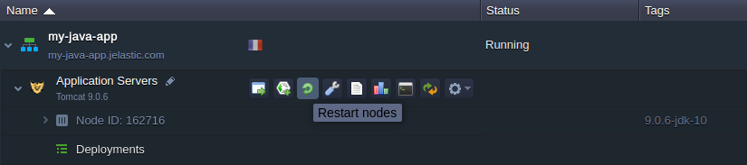 restart nodes button