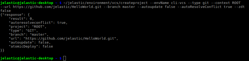 CLI create VCS project