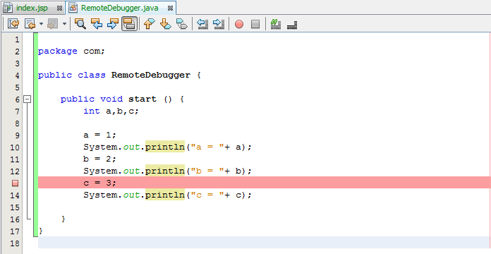 NetBeans code break point