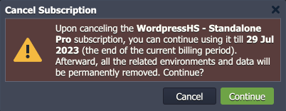 cancel subscription confirmation