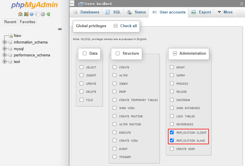 database user privileges