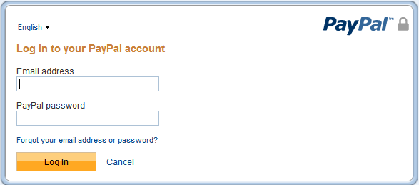 log in PayPal credentials