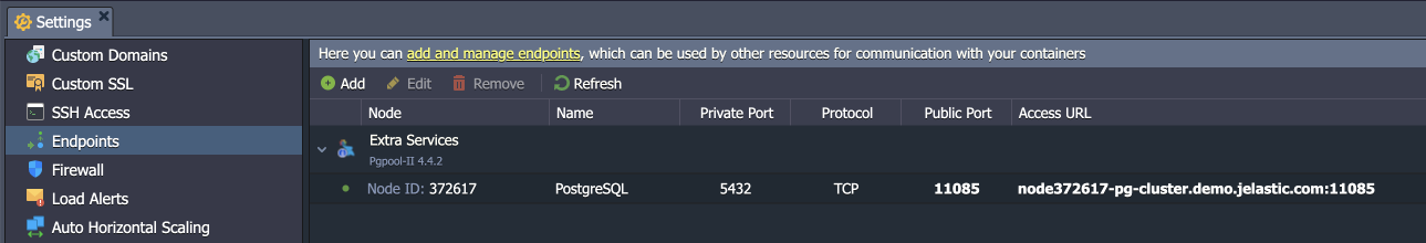 Pgpool-II endpoint