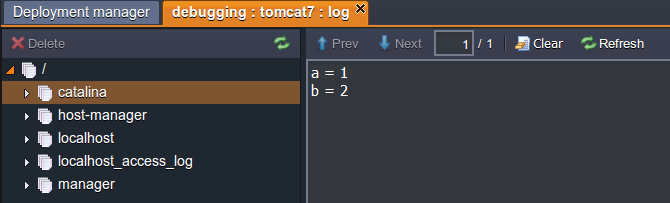 Tomcat logs before break point