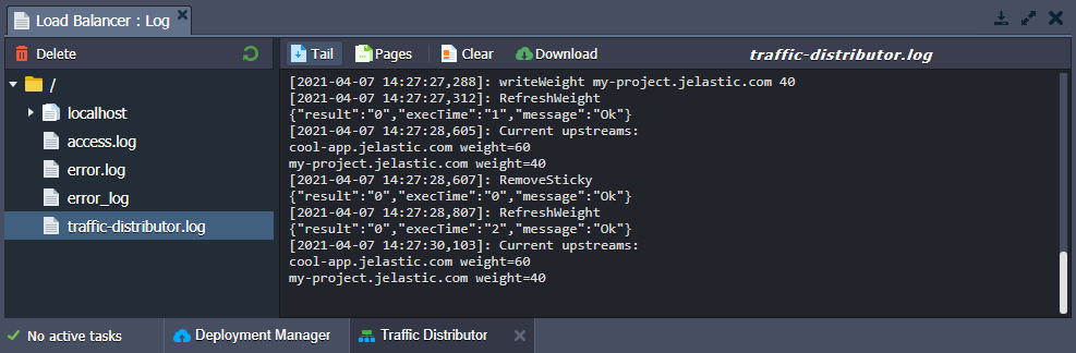 Traffic Distributor logs