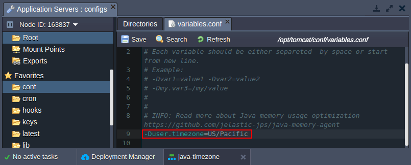 variables.conf timezone variable