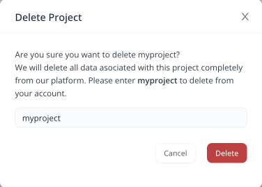 delete project confirmation