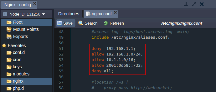 deny access nginx