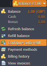 configure auto-refill button