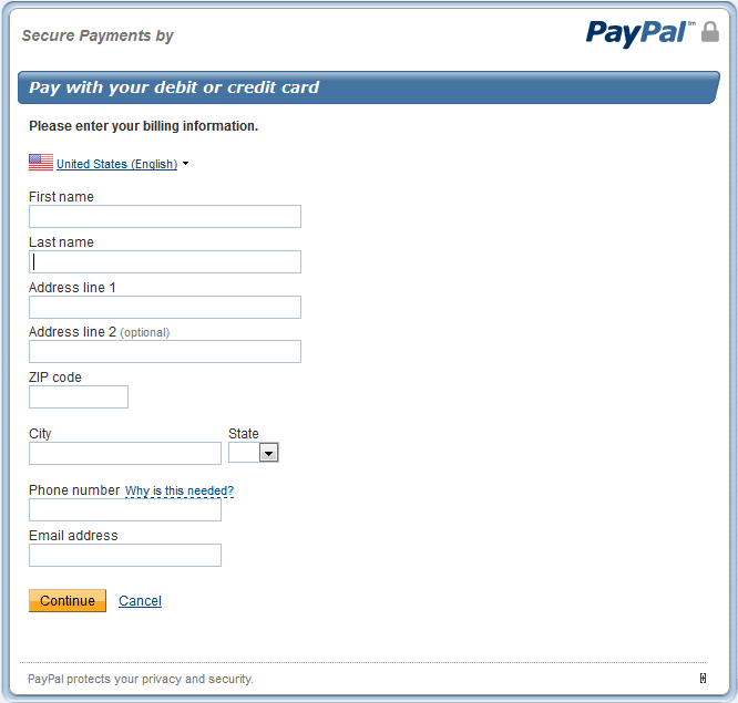 PayPal refill as guest