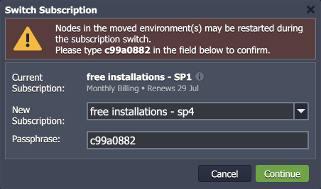 switch subscription dialog