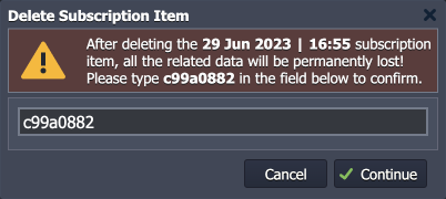 delete subscription item confirmation