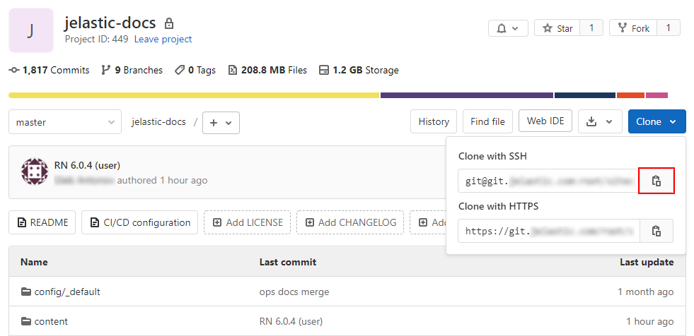 GitLab copy GIT link