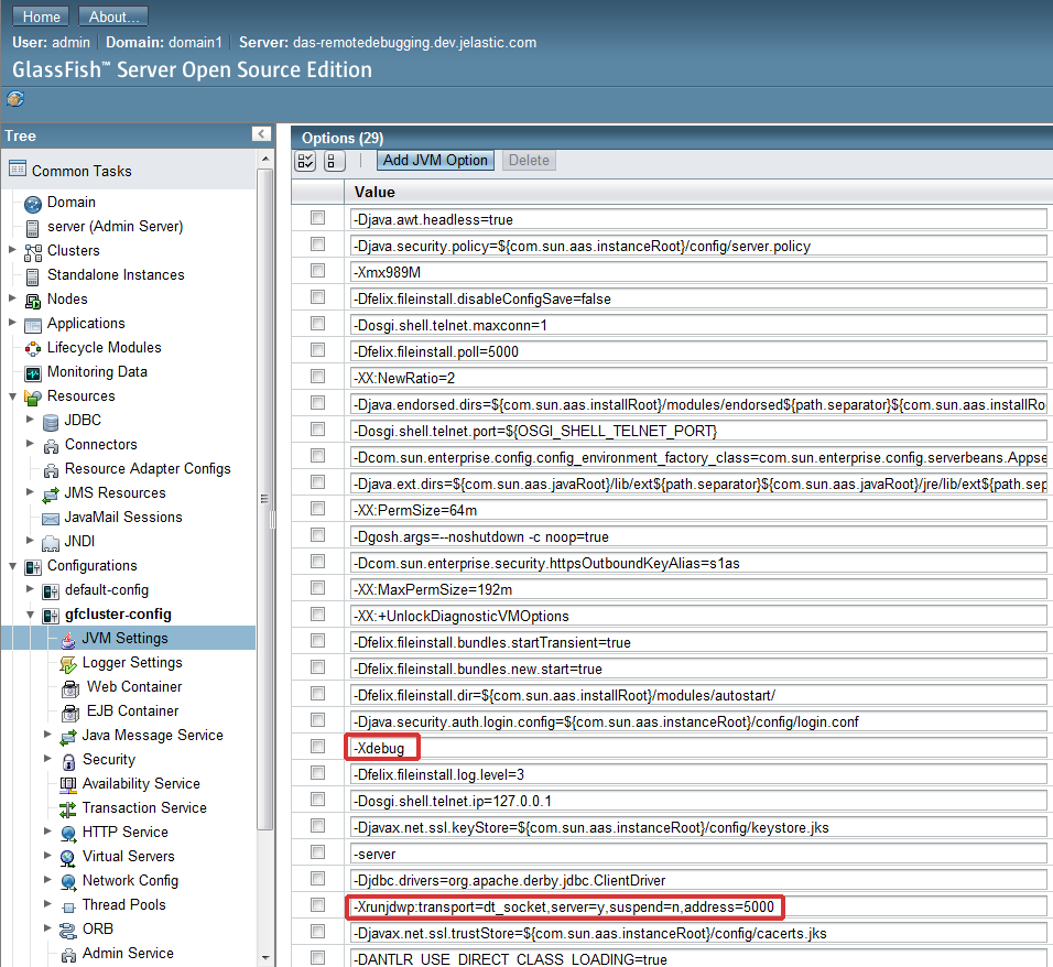 GlassFish JVM settings