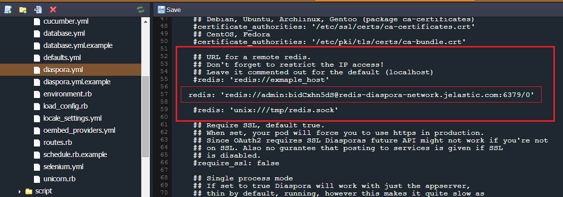 configure Redis connection