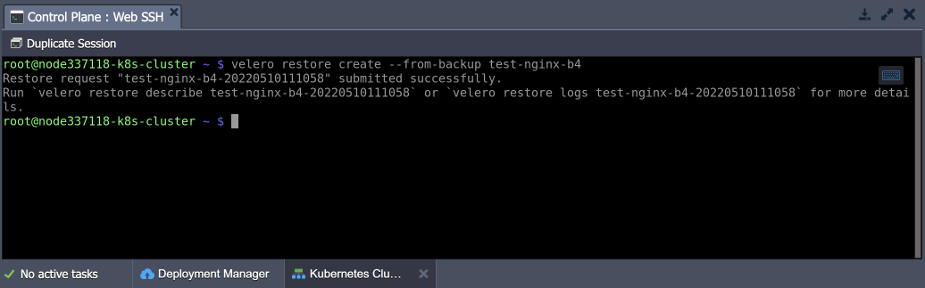 velero restore from backup