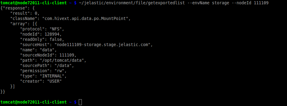 platform CLI get exported list