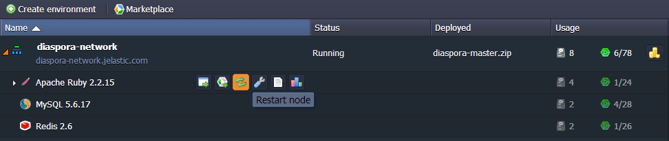 Apache restart button