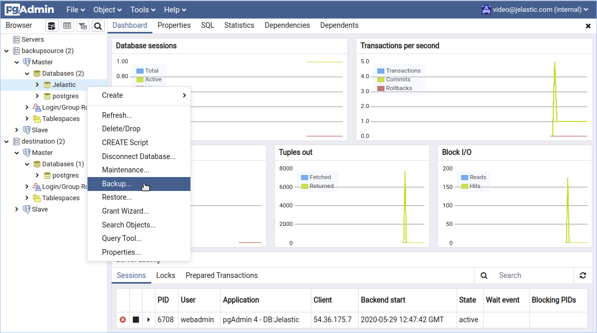 backup required database