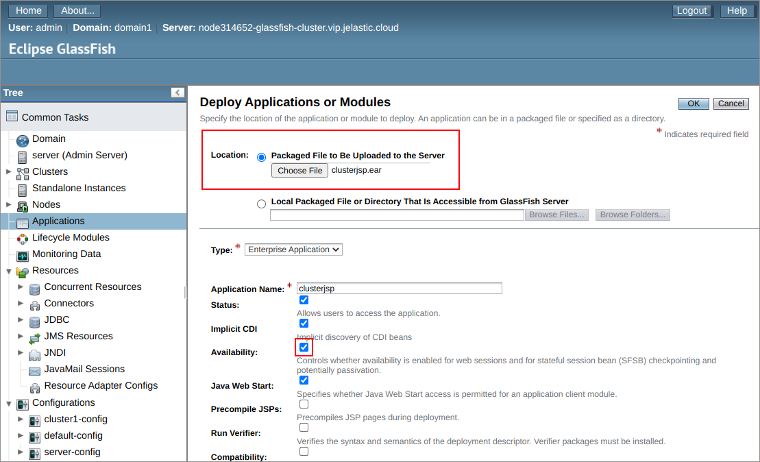 glassfish cluster deploy