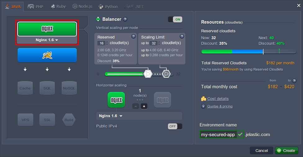 NGINX balancer security env wiz