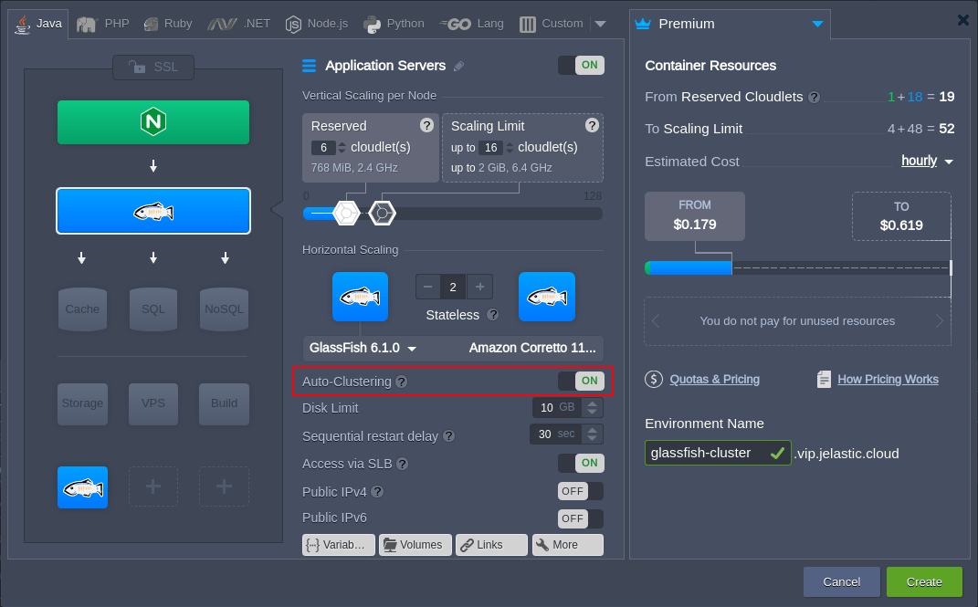 auto clustering in cloud