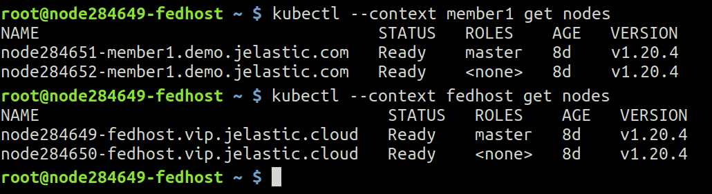 Kubernetes Cluster Federation remote access testing