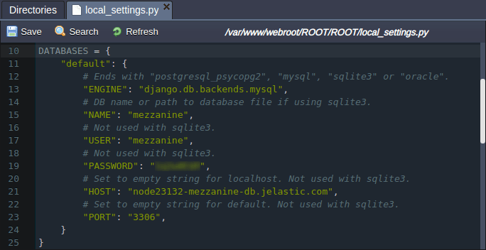 mezzanine cms settings