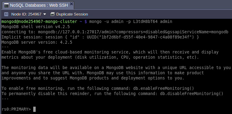 MongoDB cluster ssh access