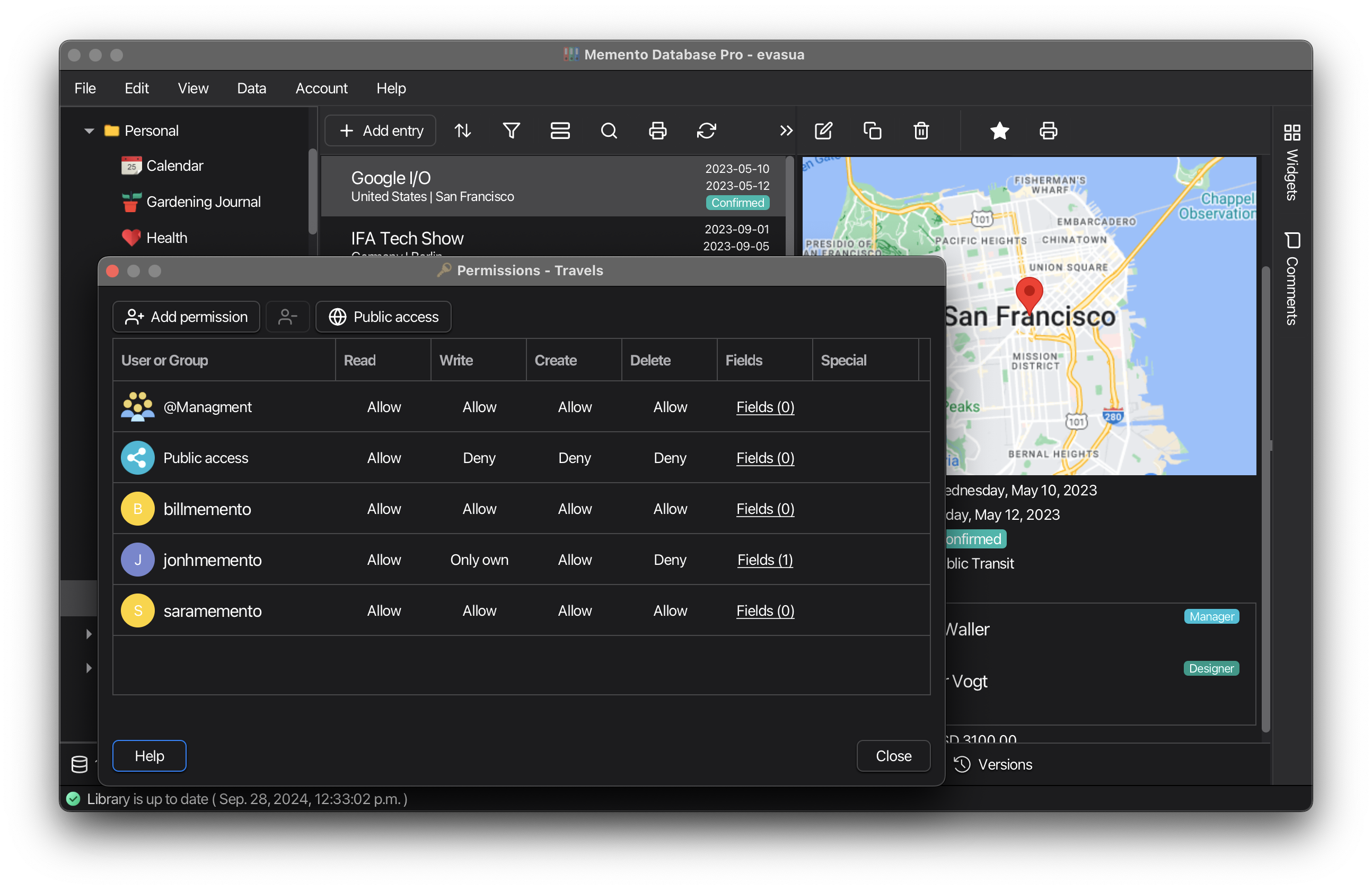 Team collaboration with permissions and access control