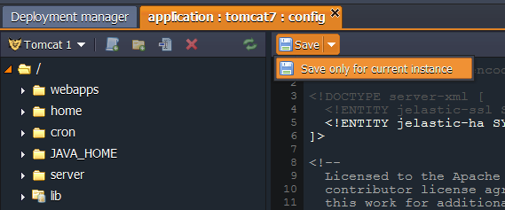 java application server config save for current