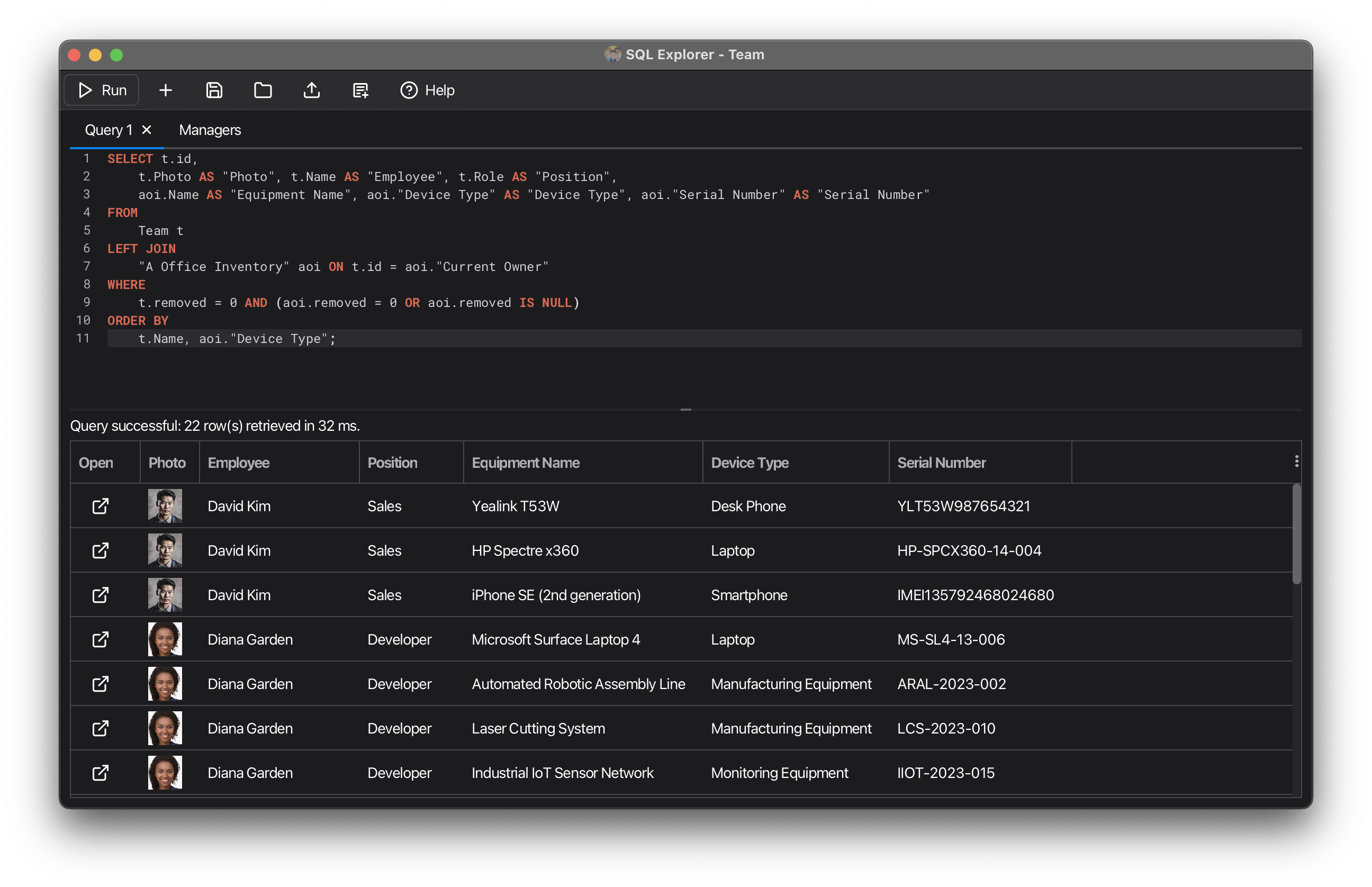 SQL Explorer for advanced database queries