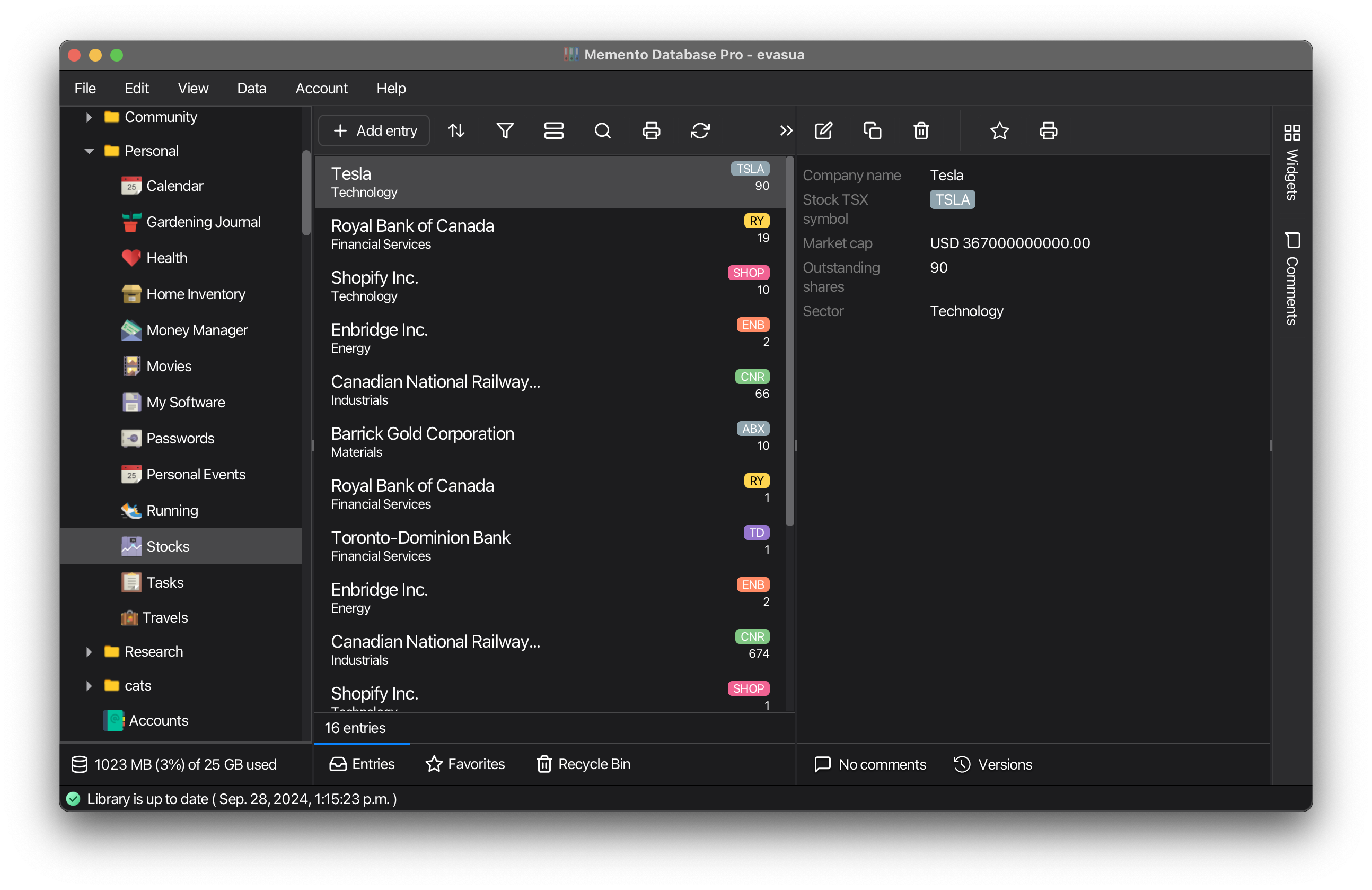 Personal data organization and collection tracking